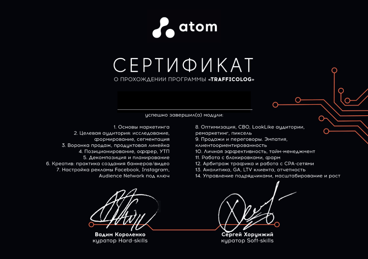 АТОМ Сертификат