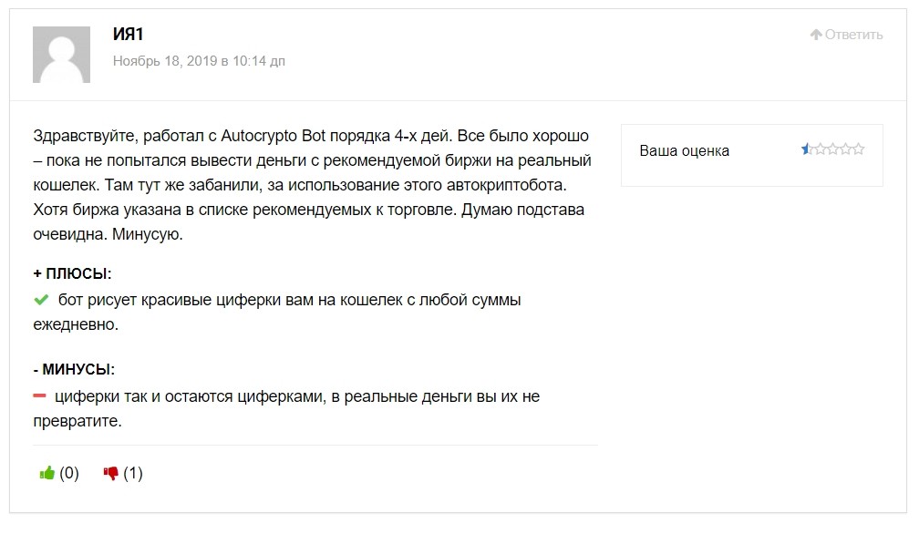 Autocrypto Bot отзывы