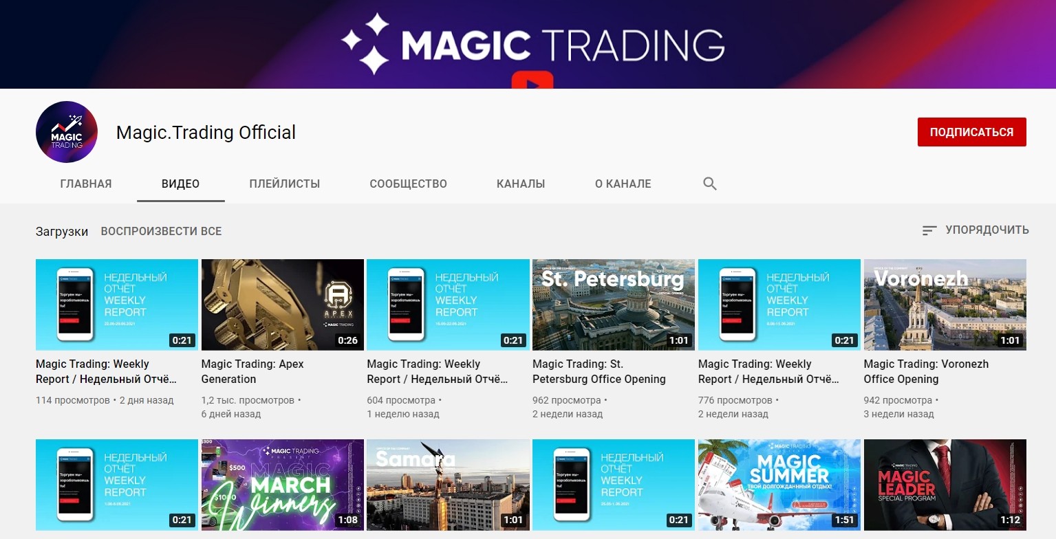 Ютуб канал Magic Trading