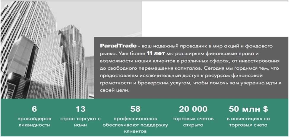 Сайт брокера Paradtrade