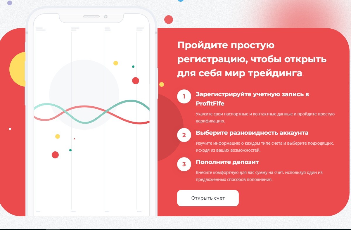 Регистрация на сайте Profitfife