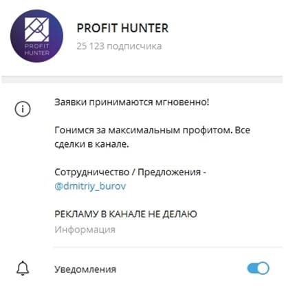 Описание канала PROFIT HUNTER