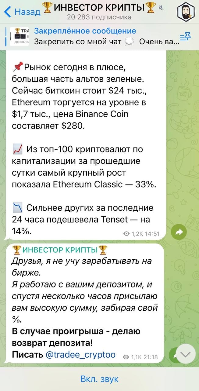 Телеграмм канал Инвестор Крипты