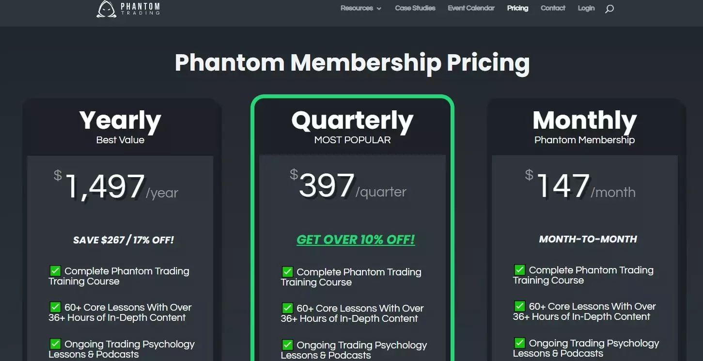 Тарифы Phantom Trading