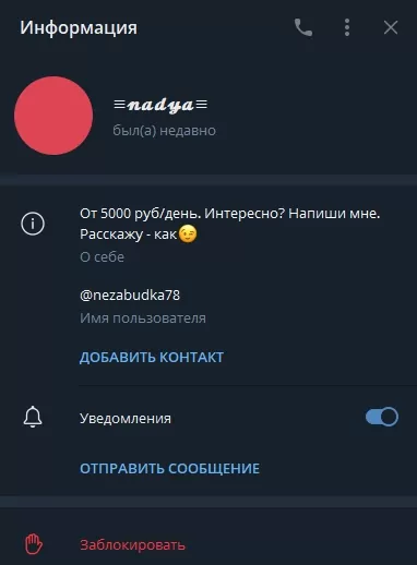 Информация о Надя