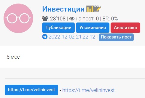 Инвестиции Velininvest