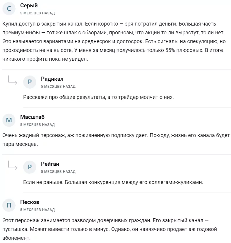 Отзывы трейдеров о Ynusov 717