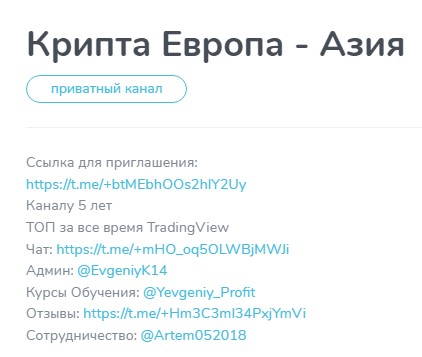 Статистика канала Крипта Европа Азия Телеграм