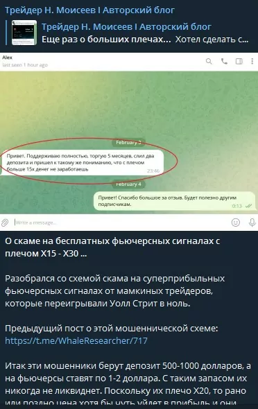 Телеграм проект Трейдер Н Моисеев обзор