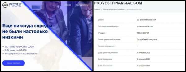 Данные сайта Provest Financial