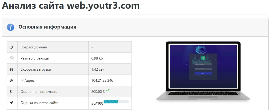 Анализ сайта Web.youtr3.com