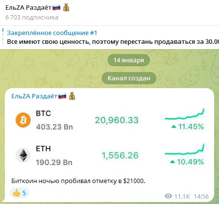 Статистика канала EliZaTraderr