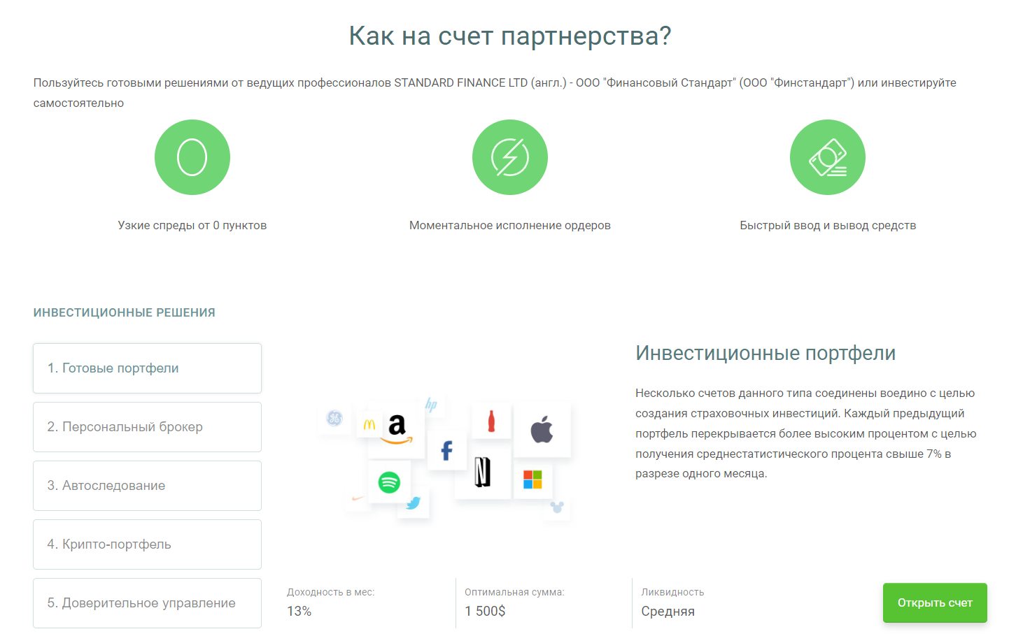 фин стандарт инвестиции отзывы